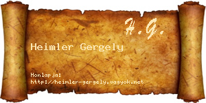 Heimler Gergely névjegykártya